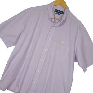 Ralph Lauren Men's Classic Fit Button Down Shirt Sz Large Short Sleeve Purple